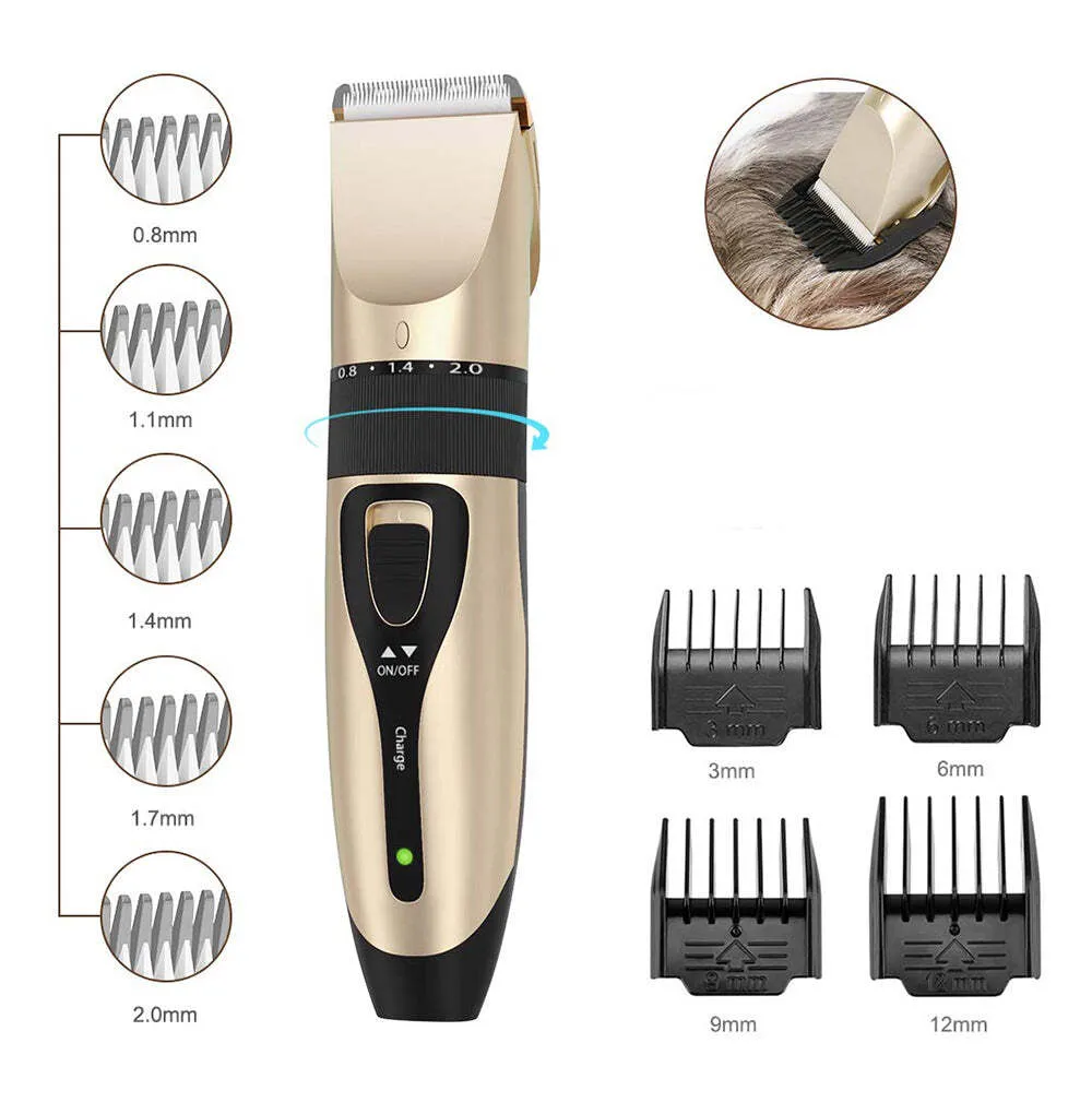 12-Piece Pet Grooming Kit, Low-Noise, Adjustable Blades