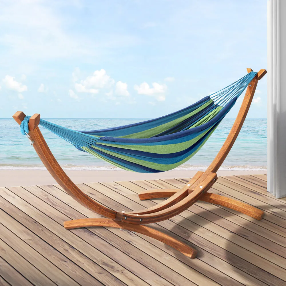 2-Person Timber Hammock with Wooden Stand for Outdoors - Gardeon