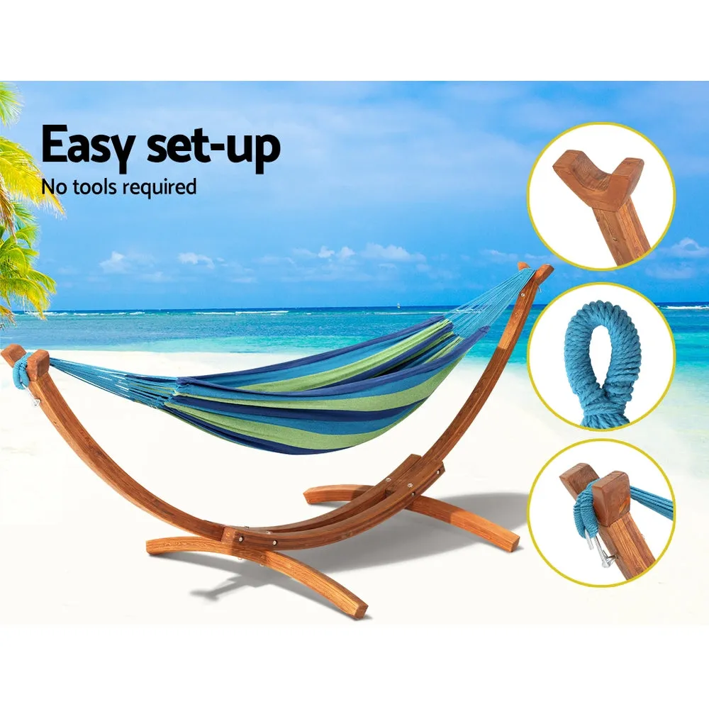 2-Person Timber Hammock with Wooden Stand for Outdoors - Gardeon