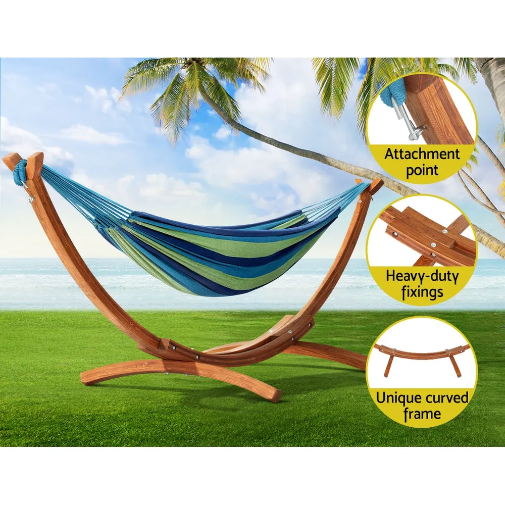 2-Person Timber Hammock with Wooden Stand for Outdoors - Gardeon