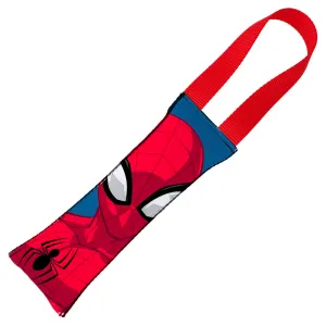 2016 SPIDER-MAN Dog Toy Squeaky Tug Toy - Spider-Man Pose   Round Spider Icon CLOSE-UP Blue Red - Red Webbing