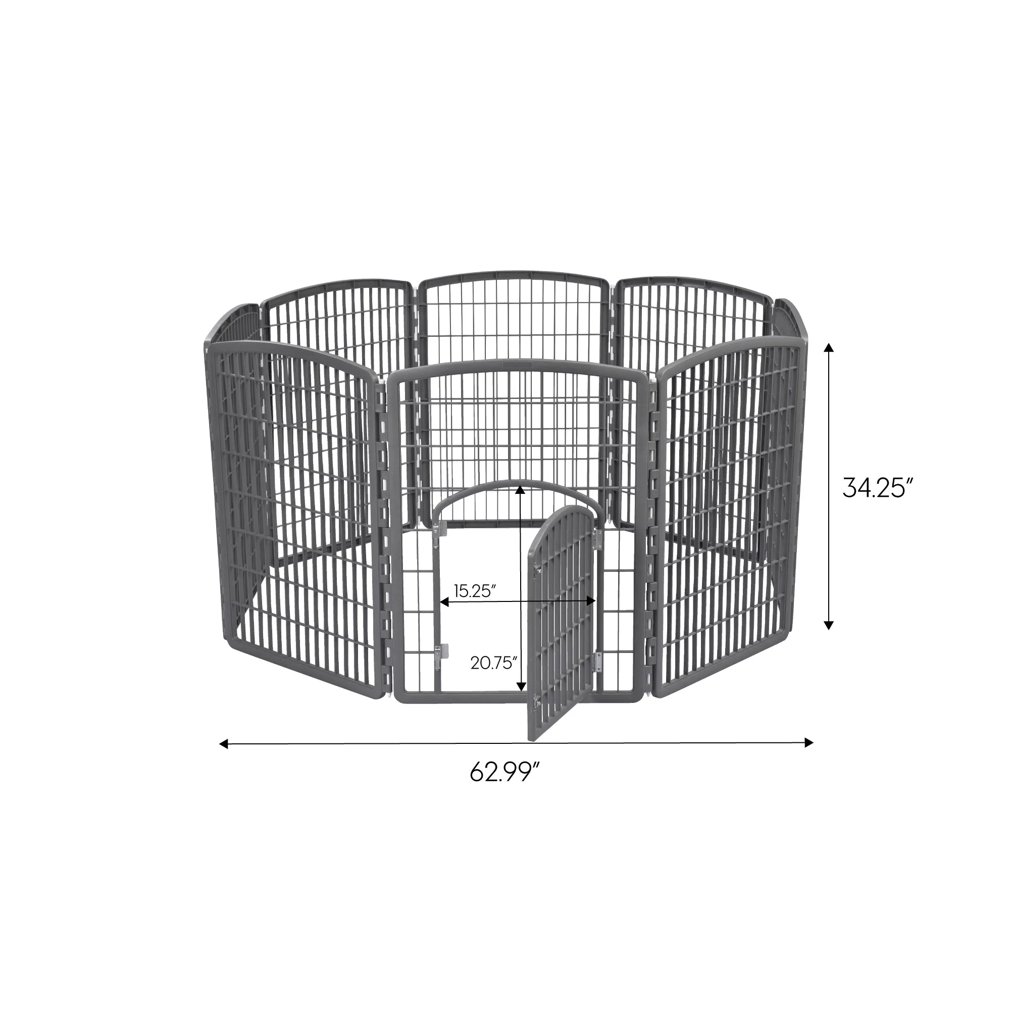 34" Exercise 8-Panel Pet Playpen with Door GRAY