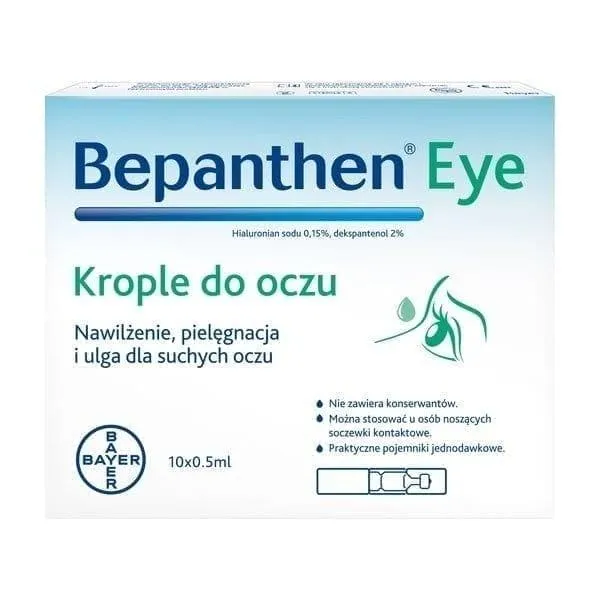 Soothing Eye Drops for Fatigue and Irritation with Sodium Hyaluronate and Dexpanthenol - Bepanthen