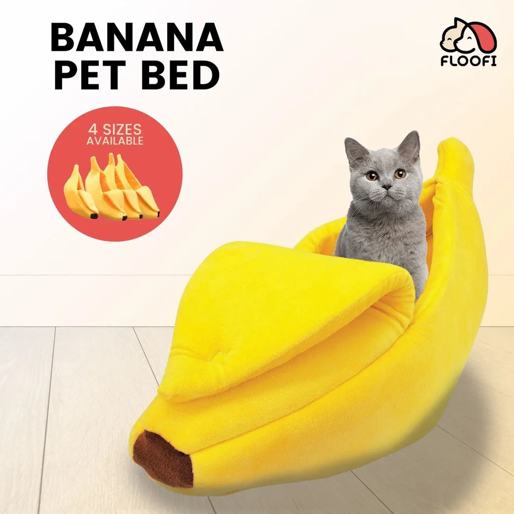 Cozy Banana Shape XL Pet Bed, Cotton Fleece, Floofi