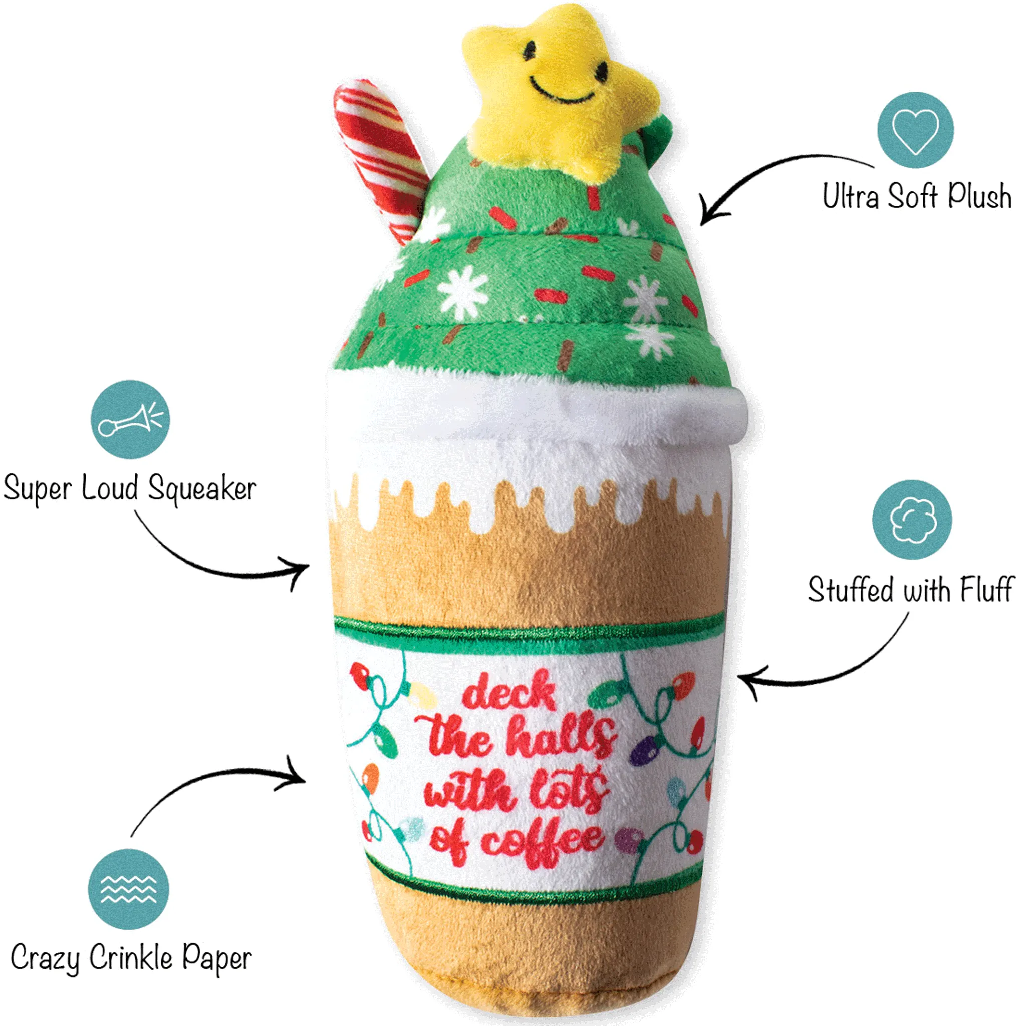 Fringe Deck the Halls Coffee Dog Toy