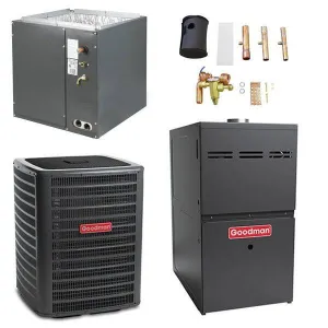 Goodman 3 Ton Cooling 18 SEER; 80k BTU Heating; 80% AFUE Gas Electric Air Conditioner System