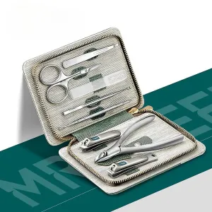 Green Stainless Steel Professional Nail Cutter Tools With Travel Case Kit Manicure Set Pedicure Sets Nail Clipper Fa0061