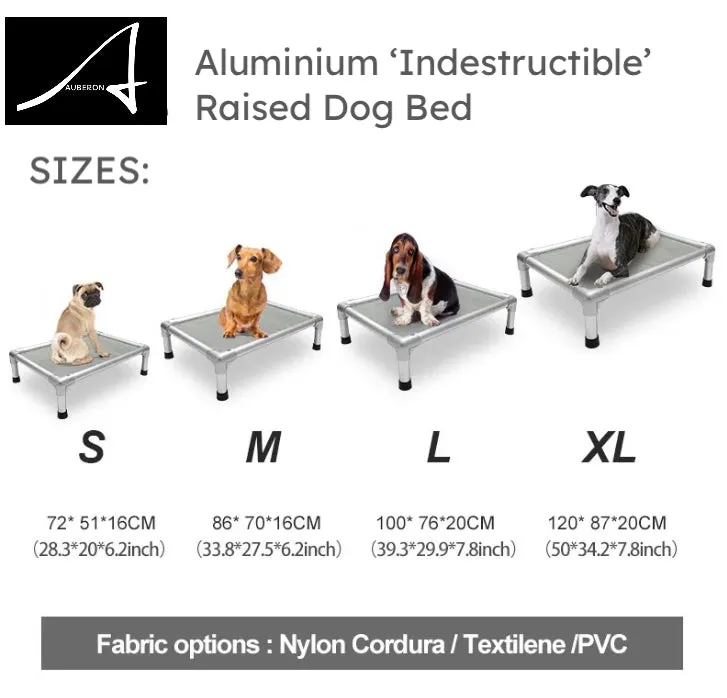 ‘Indestructible’ Aluminium Auberon VetnPro Raised Dog Bed Elevated Commercial Grade PVC Chew Scratch Rip Proof Material