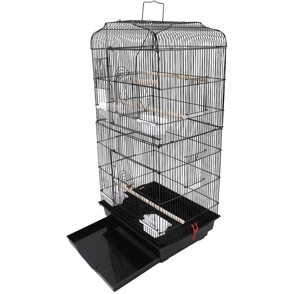 Large Bird Cage 92cm, Wood Perches, Swing, Feeders