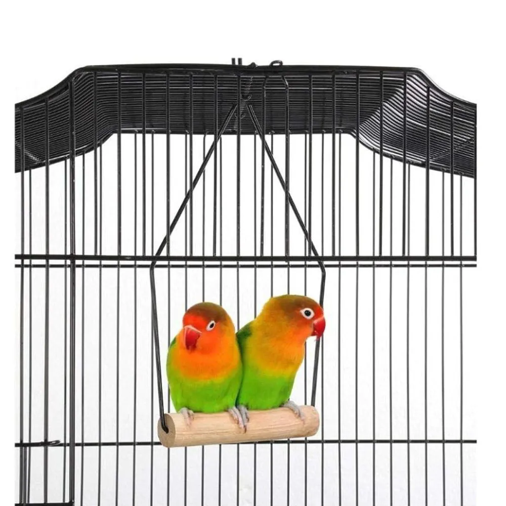 Large Bird Cage 92cm, Wood Perches, Swing, Feeders