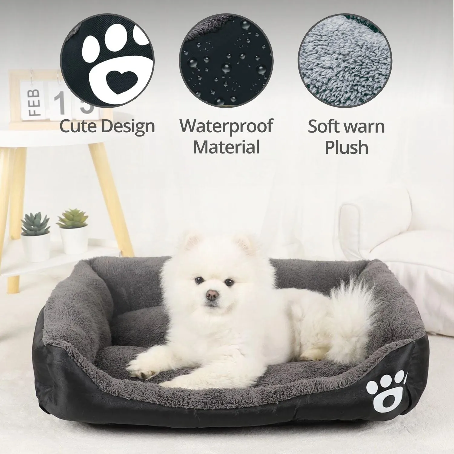 Large Durable Non-Slip Pet Bed with Soft Fleece - FLOOFI