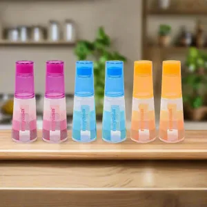 NAYASA Plastic Fridge Water Bottle with glass set of 6ps