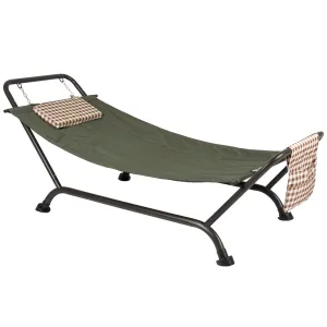 Patio Hammock w/ Stand, Pillow, Storage Pockets - Green/Black