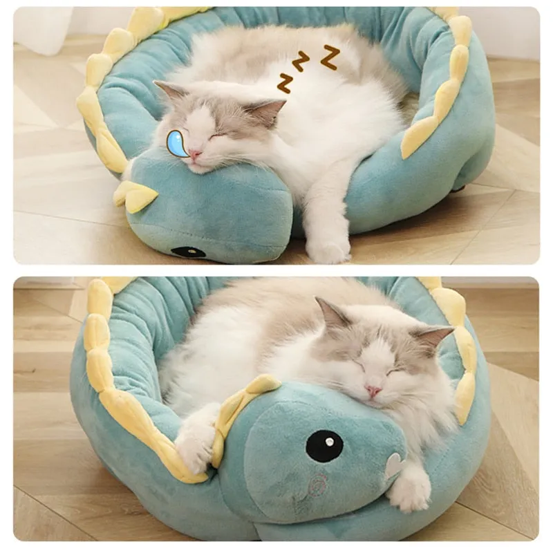 Pet Cat Bed Dinosaur Round Small Dog Beds for Cats Lovely Puppy Mat Soft Sofa Mat Nest Warm Kitten Sleep Mats Products