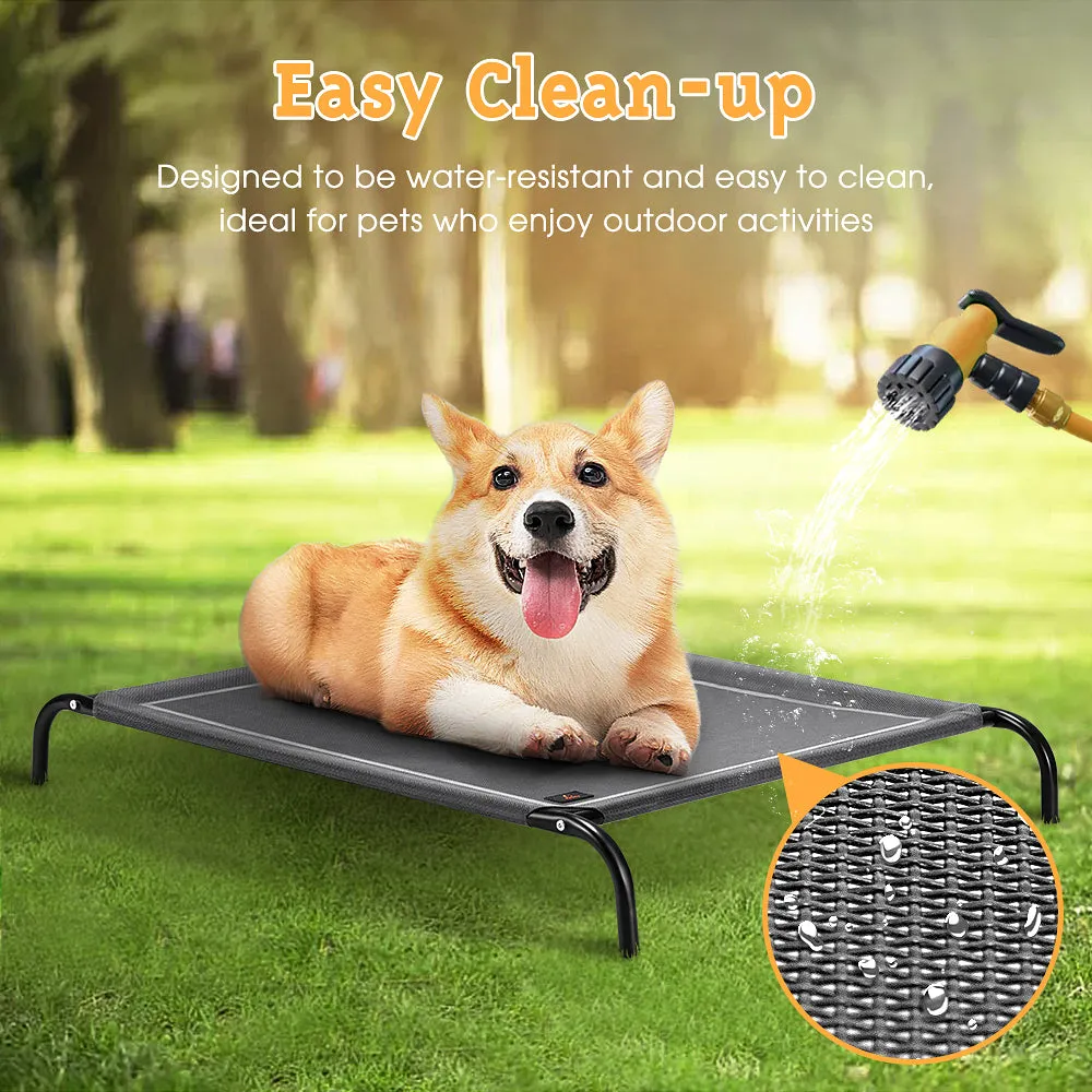 Petzly Cooling Elevated Pet Dog Bed for Large Dog Washable Breathable Mesh Grey