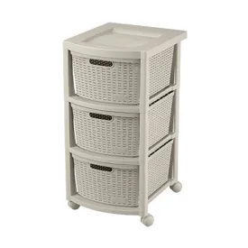 Rimax Wicker Look 3 Drawer Storage Cart