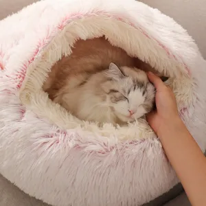 Soft Plush Pet Cave Bed for Small Cats & Dogs