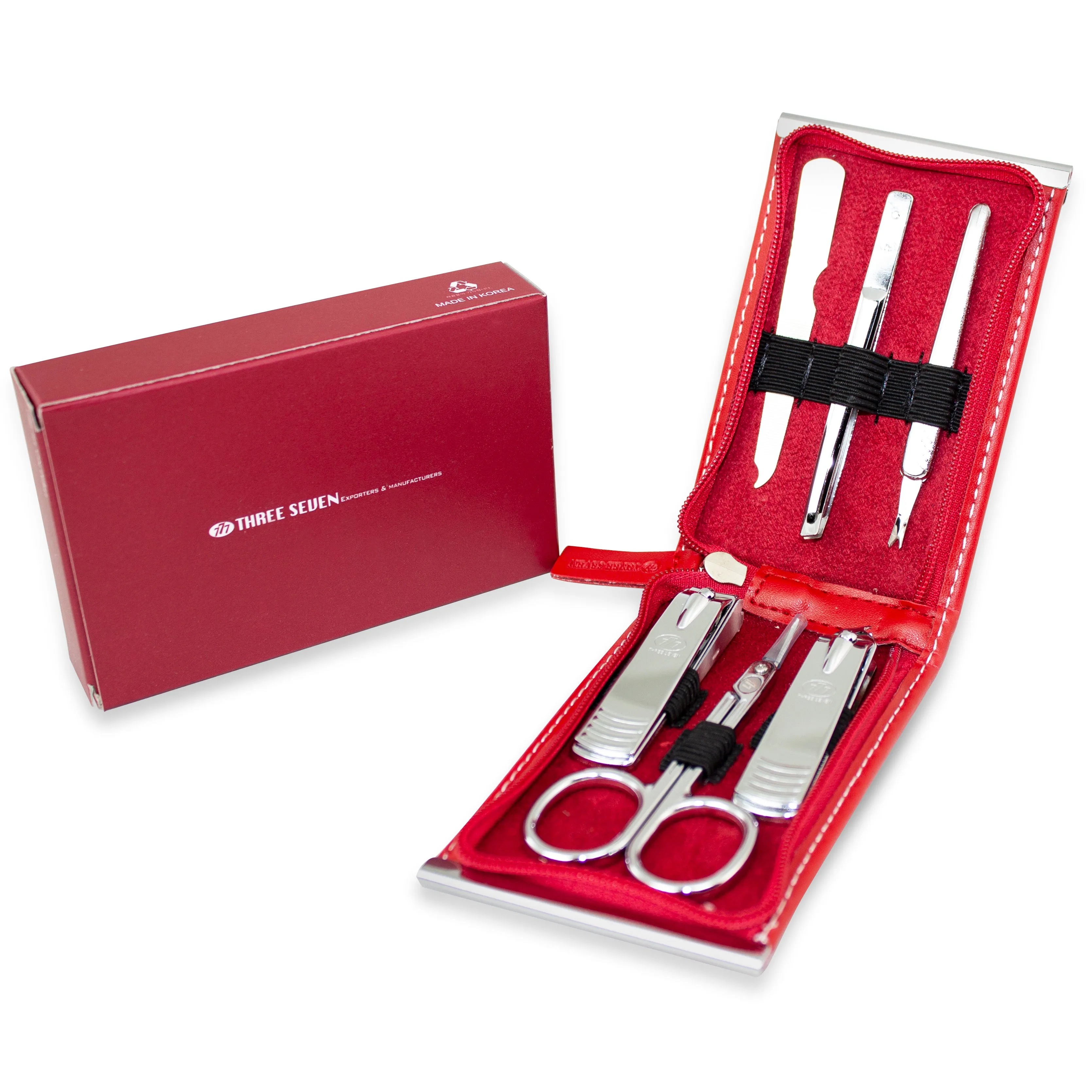 Three Seven, Nail Clipper Set Red 6pcs TS-960, MADE IN KOREA, Free shipping (Excluding HI, AK)