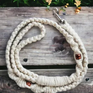 White Dog Leash -  Macrame Style