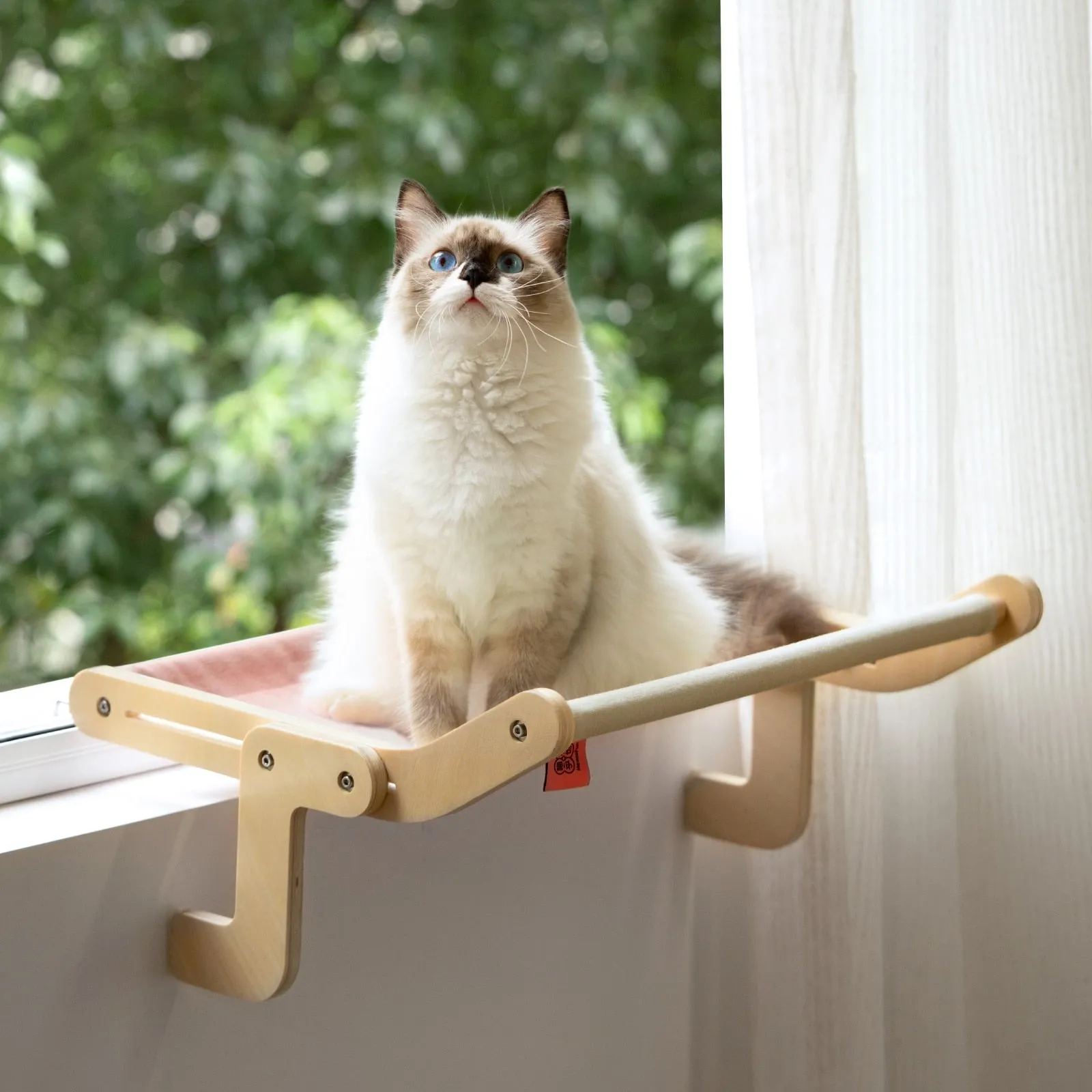 Wooden Window Cat Hanging Bed